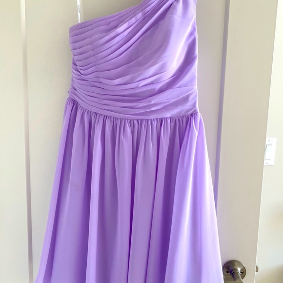 Lavender AW Bridal Knee Length Bridesmaid Dress - Picture 1 of 3